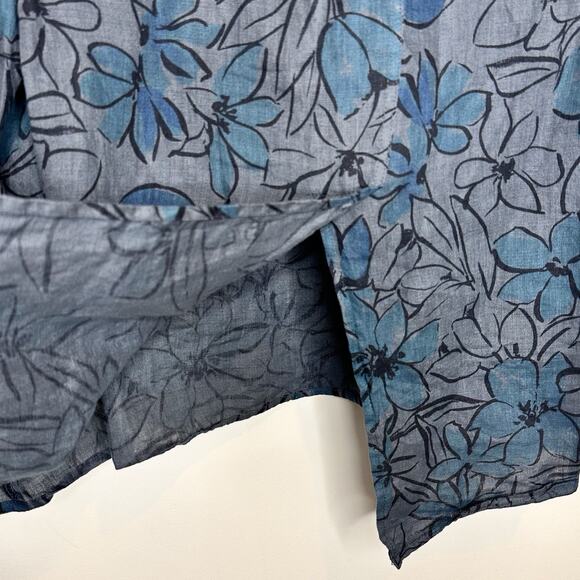 Cut loose 100% Linen Women’s Top size Medium Floral Splash Split Back Lagenlook - Picture 5 of 11